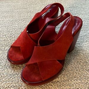Rocco P Oleo Persia Red Suede Heels